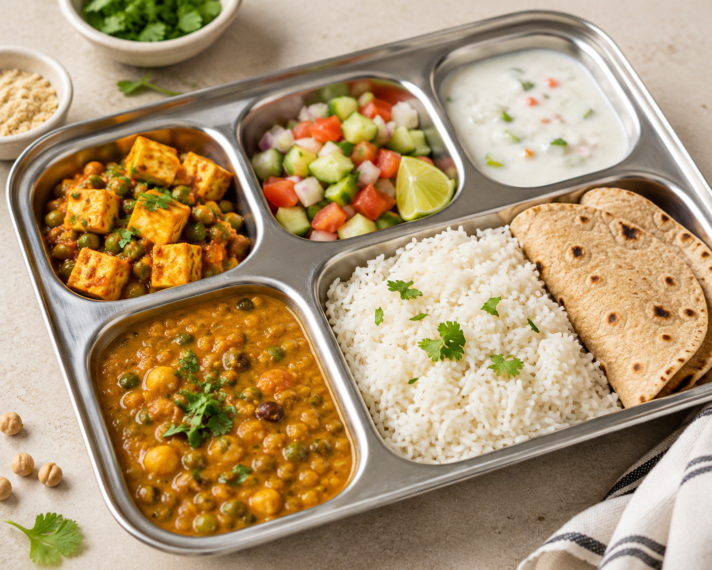 Roti/Rice+ Dal+ Gobi masala